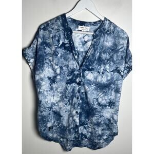 Anthropologie Blue Tie-Dye Button Down Shirt
